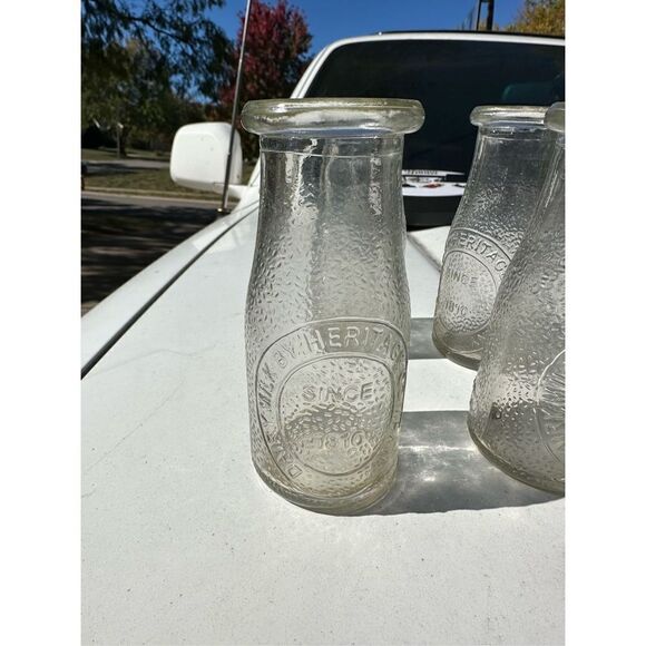 Dairy Milk By Heritage Company 8oz Glass Milk Bottles "Since 1810"  Set of 10 - Picture 2 of 5